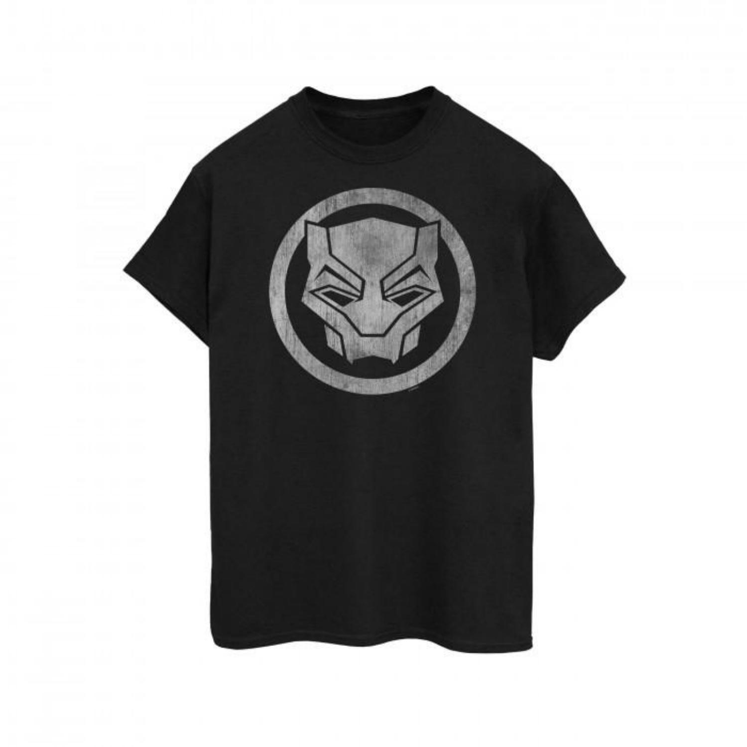 Black Panther Mens Distressed Logo Cotton T-Shirt S чёрный