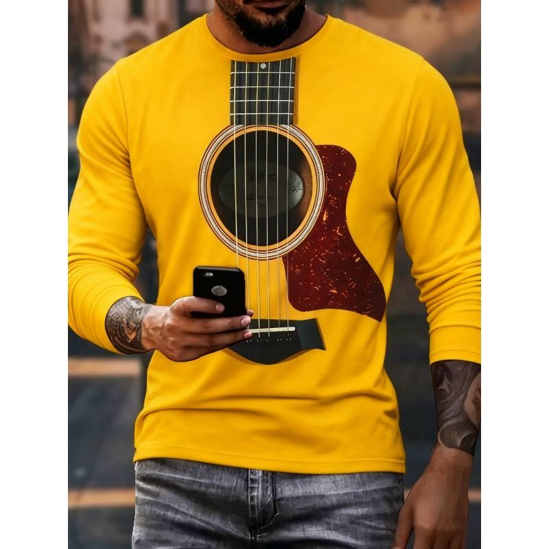 T-shirt Strumenti Musicali da Uomo Chitarra Pianoforte Stampa 3D Manica Lunga Tee Harajuku Y2k Tee Streetwear Top Oversize Abbigliamento Uomo