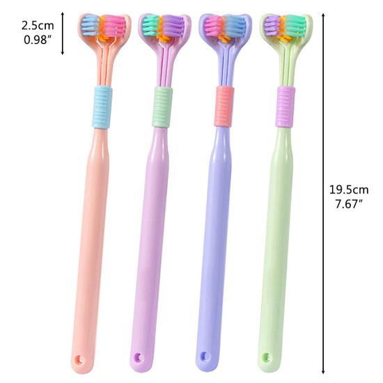 Pack of 2 3 4 Three Sided Toothbrushes Soft Bristle Toothbrush for Adults V Shaped Toothbrush Non Slip Cleaning Toothbrush
