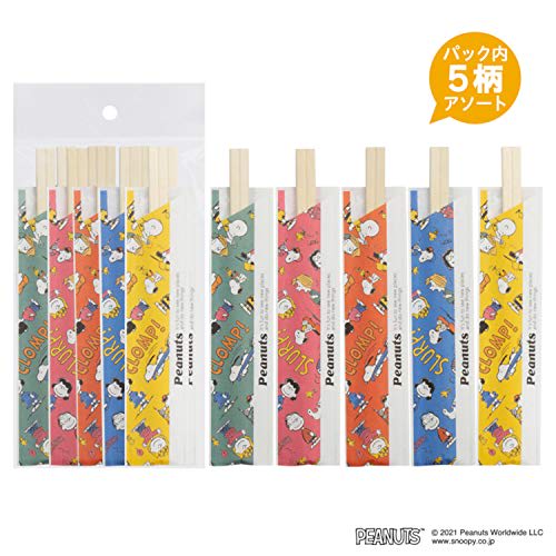 Sunnap Snoopy Retro-Muster Essstäbchen, 18cm, 10 Paare, 5 verschiedene Designs, Hergestellt in Japan