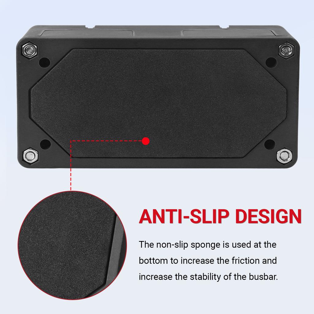 Power Distribution Block Module Heavy Duty Bus Bar 4 Studs Single Row 12-48V Copper Nickel Nylon M6 M8 M10 For Truck Car Boat