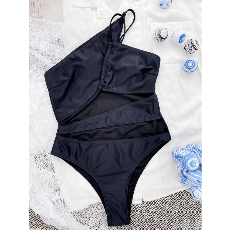 Sexy Hollow Out Drawstring Solid One Piece Swimsuit For Women