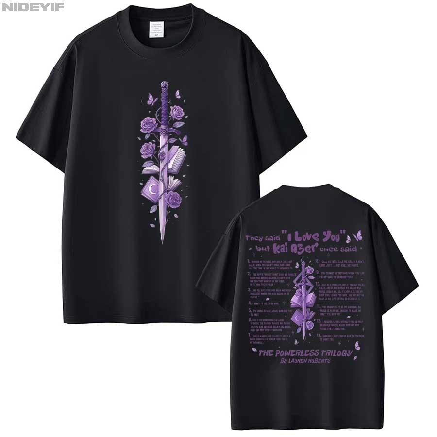 

Powerless Kai Azer I Love You Paedyn Graphics T shirt for Men Women Hiphop Streetwear Oversized Tops 100 Cotton TShirt 4XL