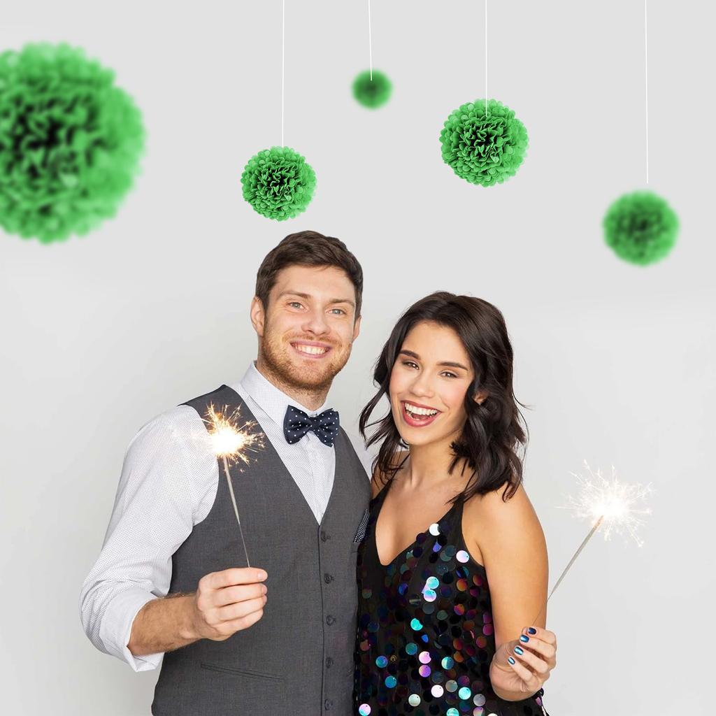 1pcs Set 7.8inch Green Paper For Birthday Party Hanging Flowers Pom Pom Paper Flower Balls Paper Pom Pom Paper Balls