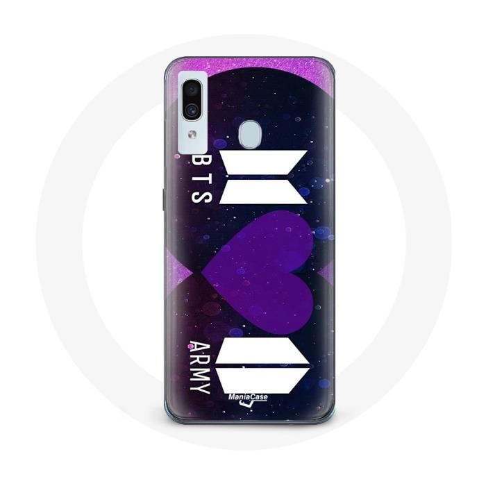 Coque pour Samsung Galaxy A20e Bangtan Sonyeondan Logo BTS Et Logo ARMY I Purple You