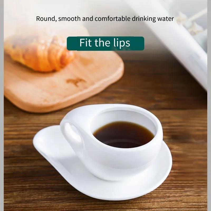 High-Appearance Creative Wholesale Ceramic Coffee Cup and Saucer Set Minimalist Pure White Tableware for Home Office Use - Perfe