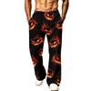 Men's Loose Wide Leg Cargo Jogger Pants with Pockets Halloween Print for Casual Outdoor Wear