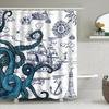 1pc Octopus Sailboat Shower Curtain Bathroom Partition Decorative Curtain Machine Washable Octopus Print Window Privacy Curtain