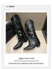 Damen Retro Cowboy Stiefel mit spitzer Zehenpartie - Herbst/Winter 2025 Klobiger Absatz, Kniehoher Reiterstil