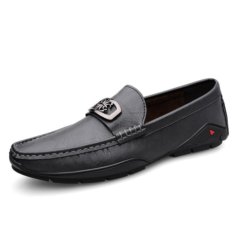 Men's Shoes 2025 Summer New Men's Waterproof Simple One-pedal Casual Leather Shoes Soft-soled Lazy Driving Doudou Shoes