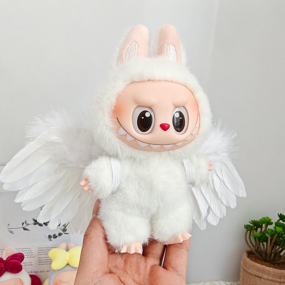 Doll Feather Wing for 15-17cm Labubu Black White Angel Feather Wings DIY Mini Plush Idol Dolls Clothing Outfit Decor Accessories