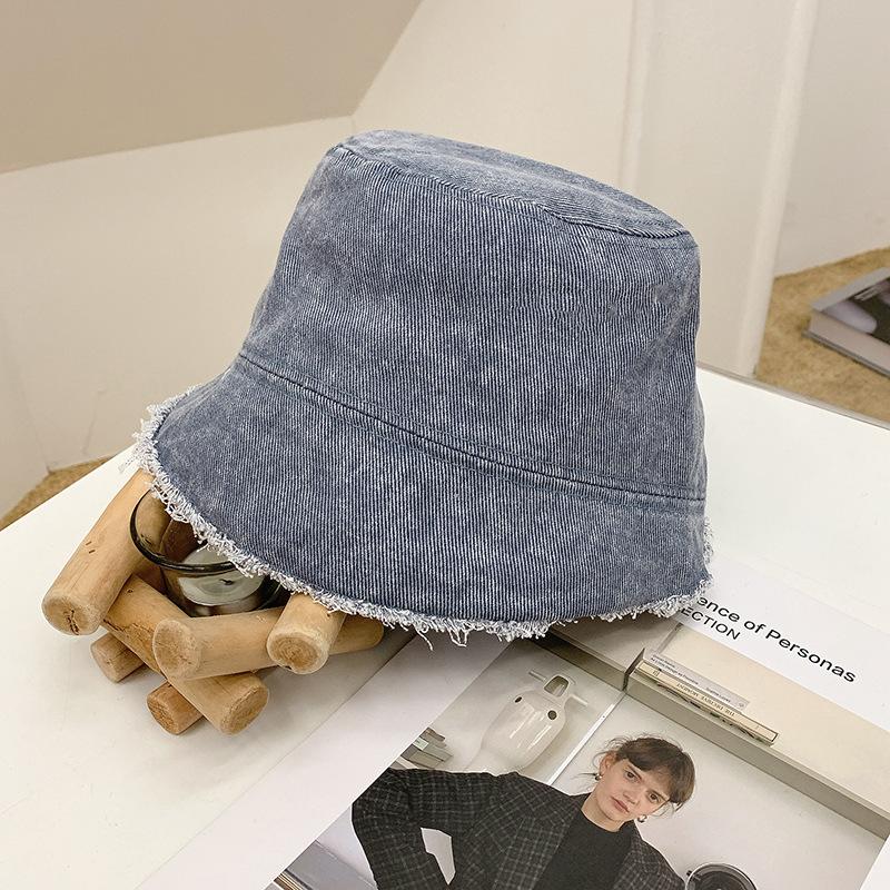Fashion Vintage Bucket Hat for Women Solid Color Foldable Washed Cotton Wide Brim Sunshade Panama Cap Girls Casual Outdoor Hat
