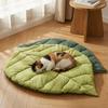 Portable Leaf-shaped Plush Cat Bed Mat, Washable for Indoor Cats & Small Dogs