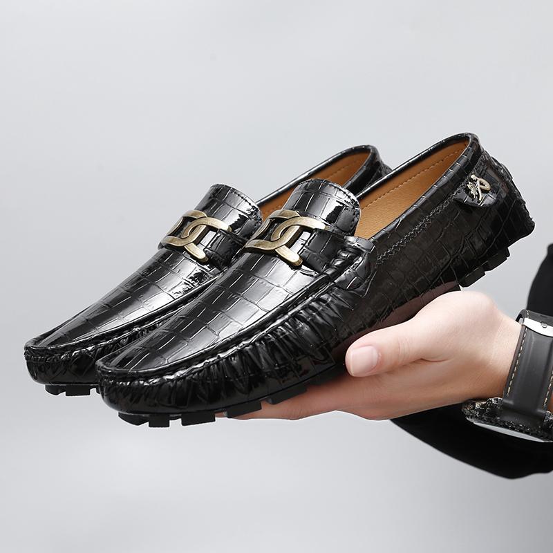 

Fashion Lightweight Men Dress Shoe Mens Leather Slip on Casual Flats New Arrival Mens Stylish Loafers All-match Male Office Footwear 37 чёрный