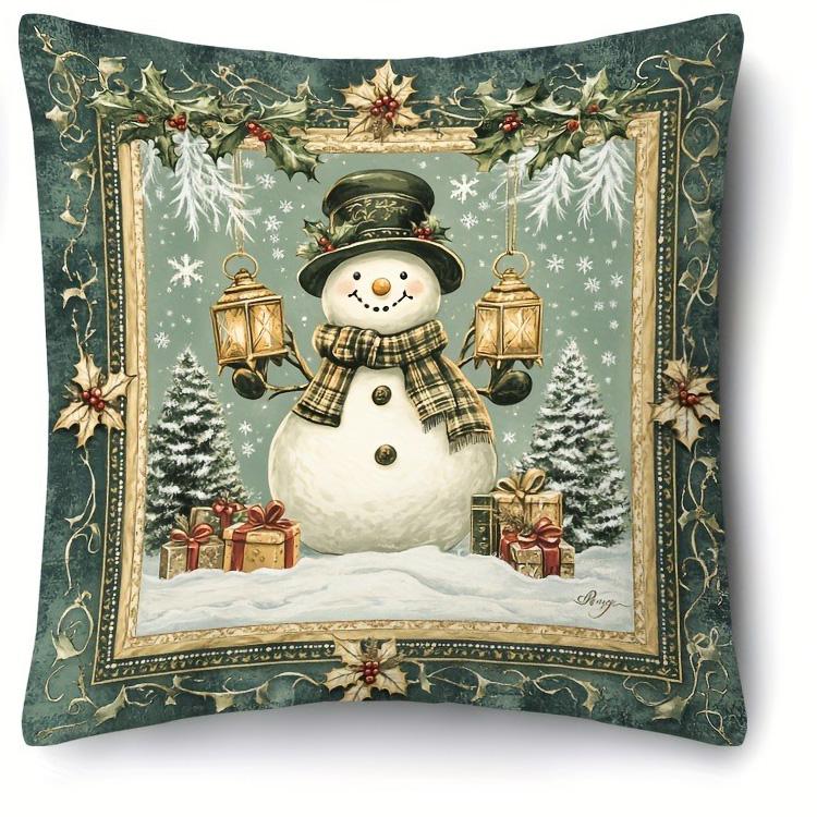 

Festive Christmas Pillowcases: Santa, Tree, Deer, Snowman - Holiday Decor Sofa room decoration New Year holiday home decoration 16x16Inch