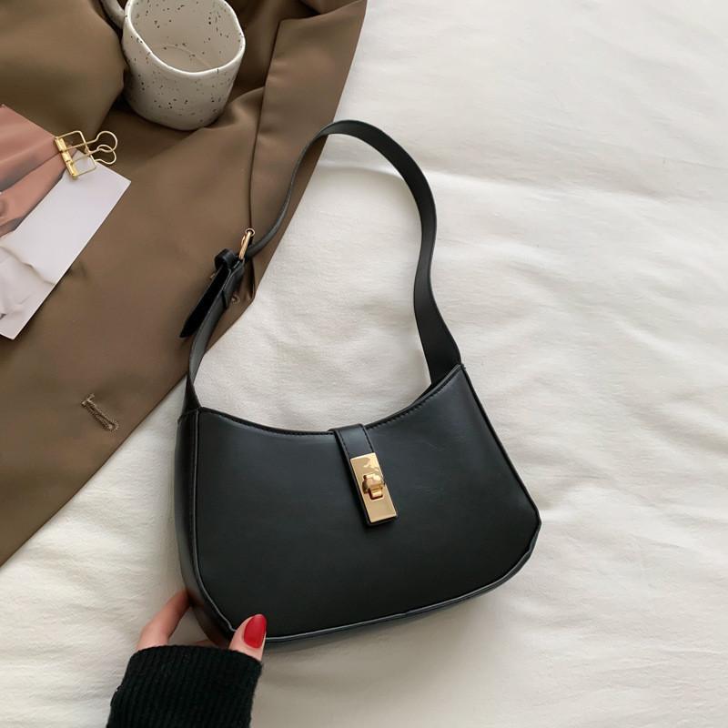 Стильная уличная сумка-багет 2023 года, средняя сумка-хобо для женщин чёрный