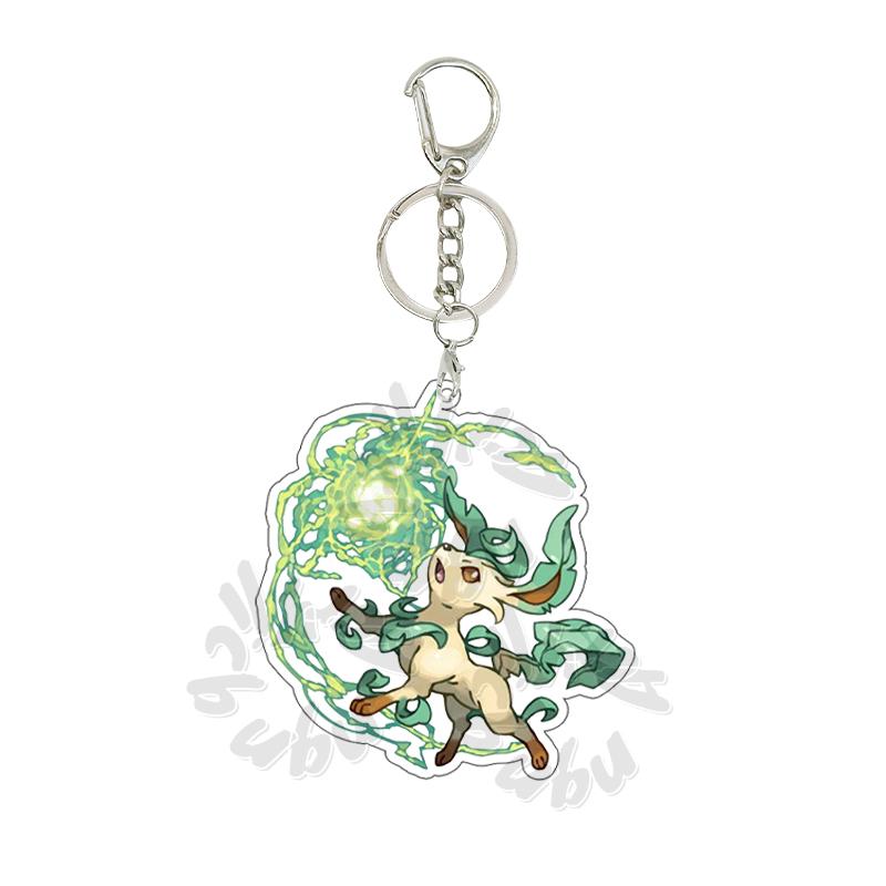 Cartoon MEW  Eevee POCKET Acrylic Keychain Students Anime Kawaii Key Ring Backpack Jewelry Charm Ornament Gifts for Friends Toy