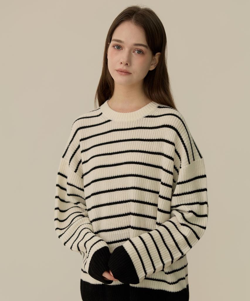 ELLIOTI Stripe Wool Knit Sweater_2Color
