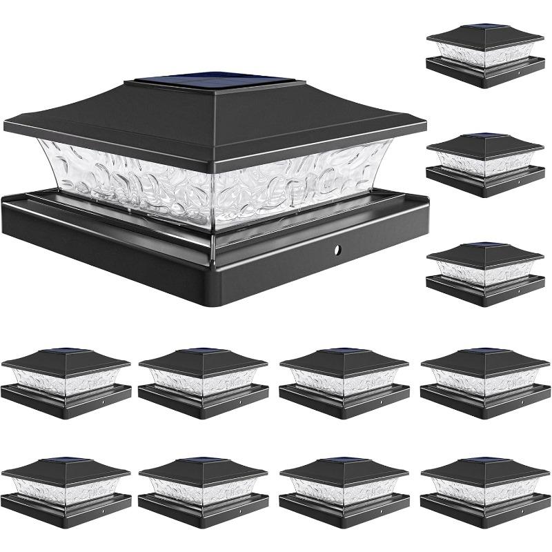 Outdoor solar pole cap light fence cap light, suitable for courtyards/gardens/corridors, warm white, 2 lighting modes, winter decoration