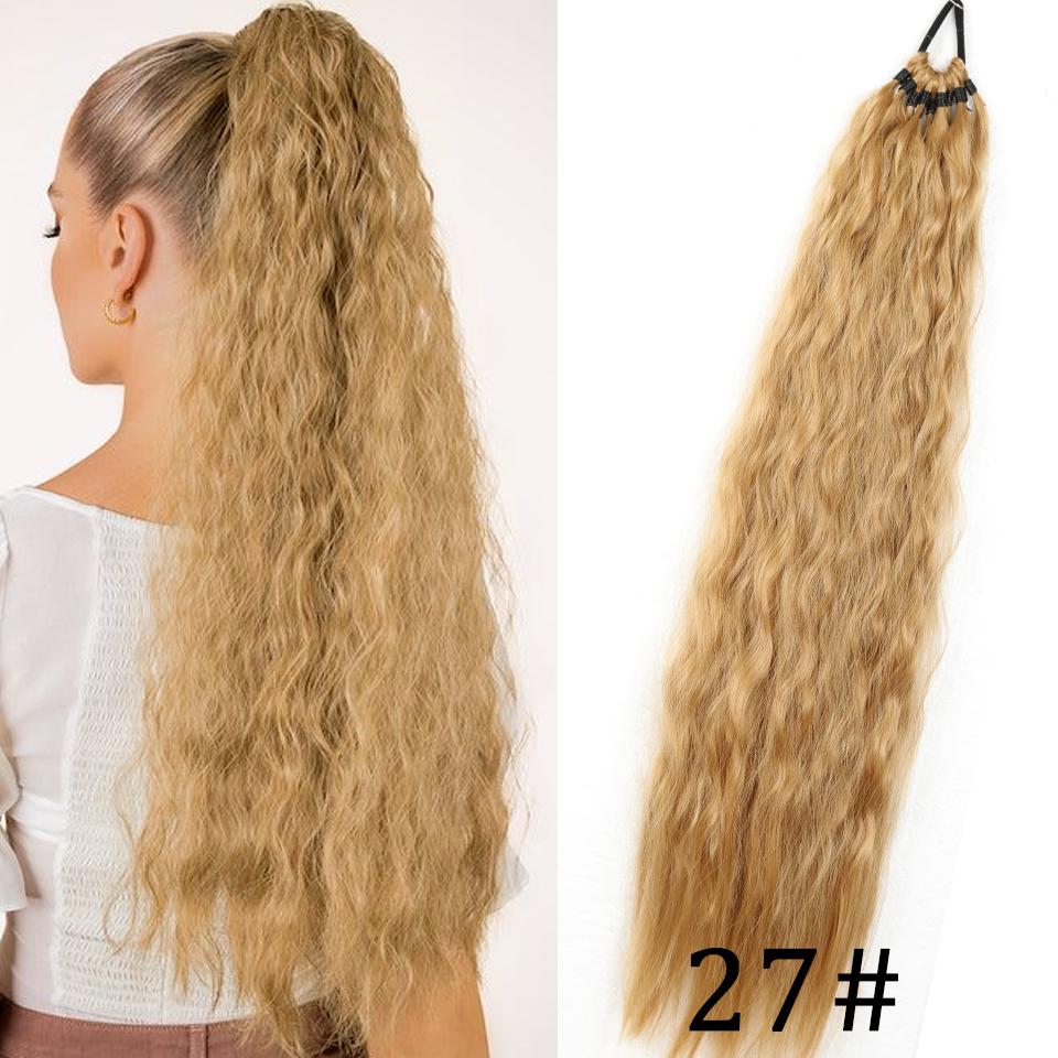 

Синтетический хвост на резинке длиной 24 дюйма, волнистый, блонд, черный, коричневый, накладной хвост для женщин