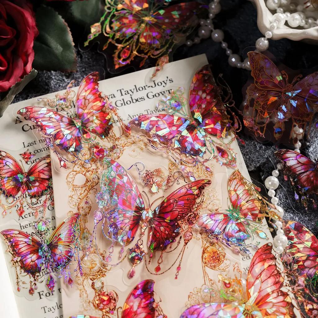 20pcs/pack Twinkle Butterfly PET Decorative Stickers Diary Scrapbooking Plant Deco Album Stationery Stickers