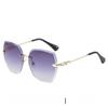 Metallic Frame Geometric Sunglasses With Gradient Pink Lenses Uv400 For Outdoor Activities And Parties