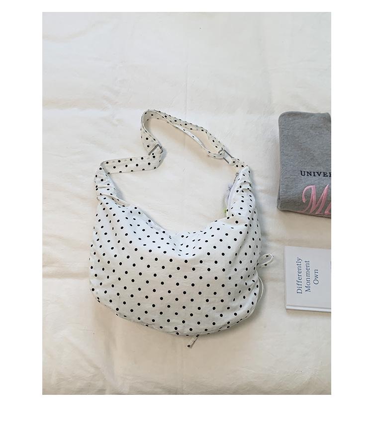 Women's Polka Dot Pleated Crescent Bag