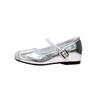 Small Man Inner Height Increase 5cm French Rhinestone Silver Mary Jane Soft-soled Ballet Shoes One Word with Light Mouth Single Shoes Women