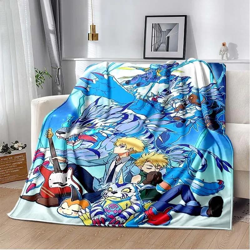 Japane Cartoon D-Digimon Throws Blanket Sofa Hiking Picnic Super Soft Quilt Bed Thermal Cute Anime Flannel Blanket Birthday Gift