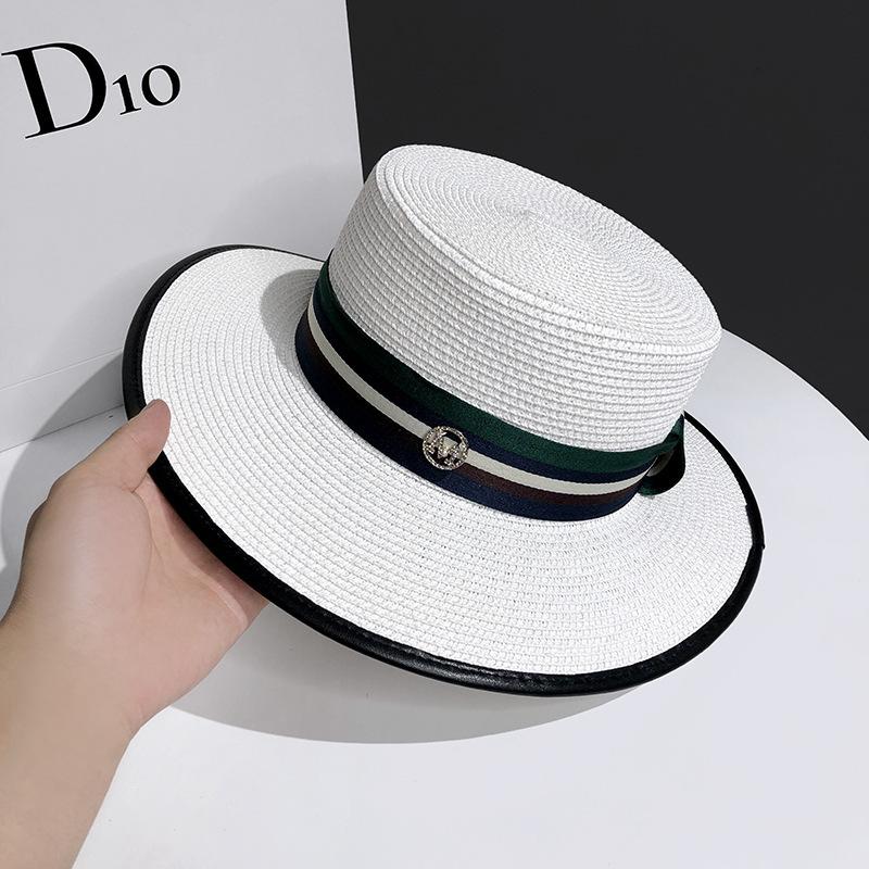 

JYL TS DIY Straw Hat M Logo Sun Protection Woven Straw White_adjustable мандариновий