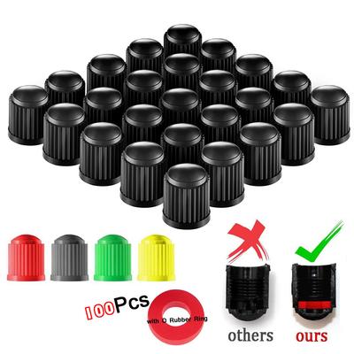 100 tampas da válvula da haste do pneu dos pces com o anel de borracha tampas universais da haste para carros bicicleta e motocicletas