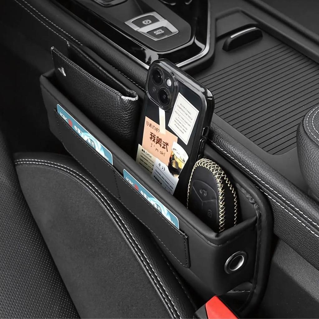 GRAVIX Seat Side Pocket Console Gap Car Storage Car Accessories Storage Pocket Black Small Item Holder Waterproof Driver and Passenger Side Compatible