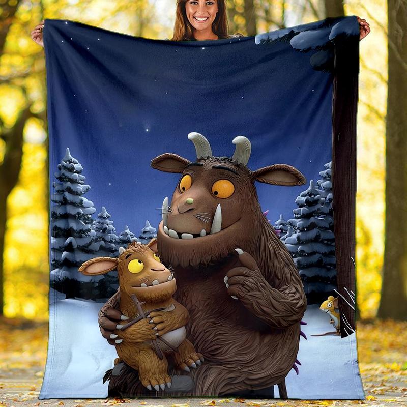 Coperta stampata a tema Il Gruffalò - Perfetta per divano, letto, viaggi e uso all'aperto | Lavabile in lavatrice, accogliente e resistente.