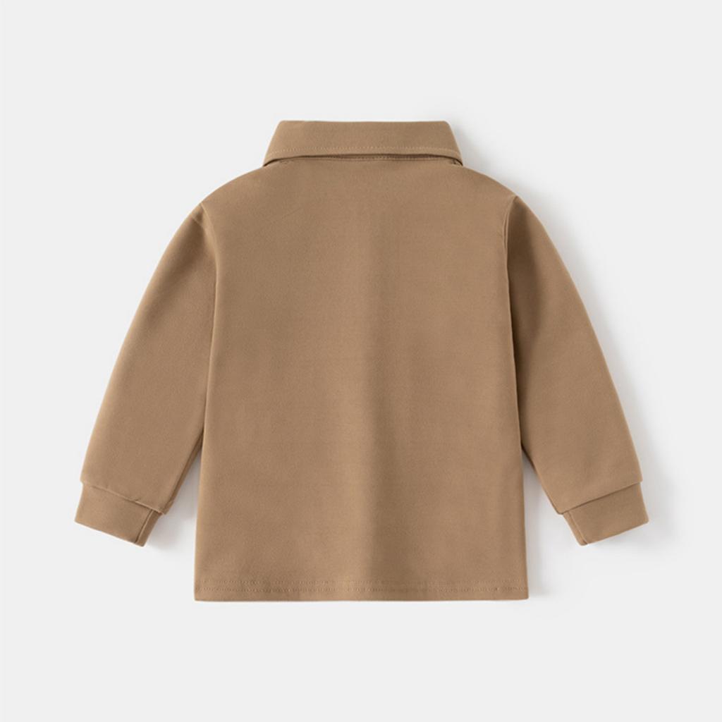 Baby Boys Girls Long Sleeve T-Shirt with Pointed Collar, Thickened Korean Top for Fall