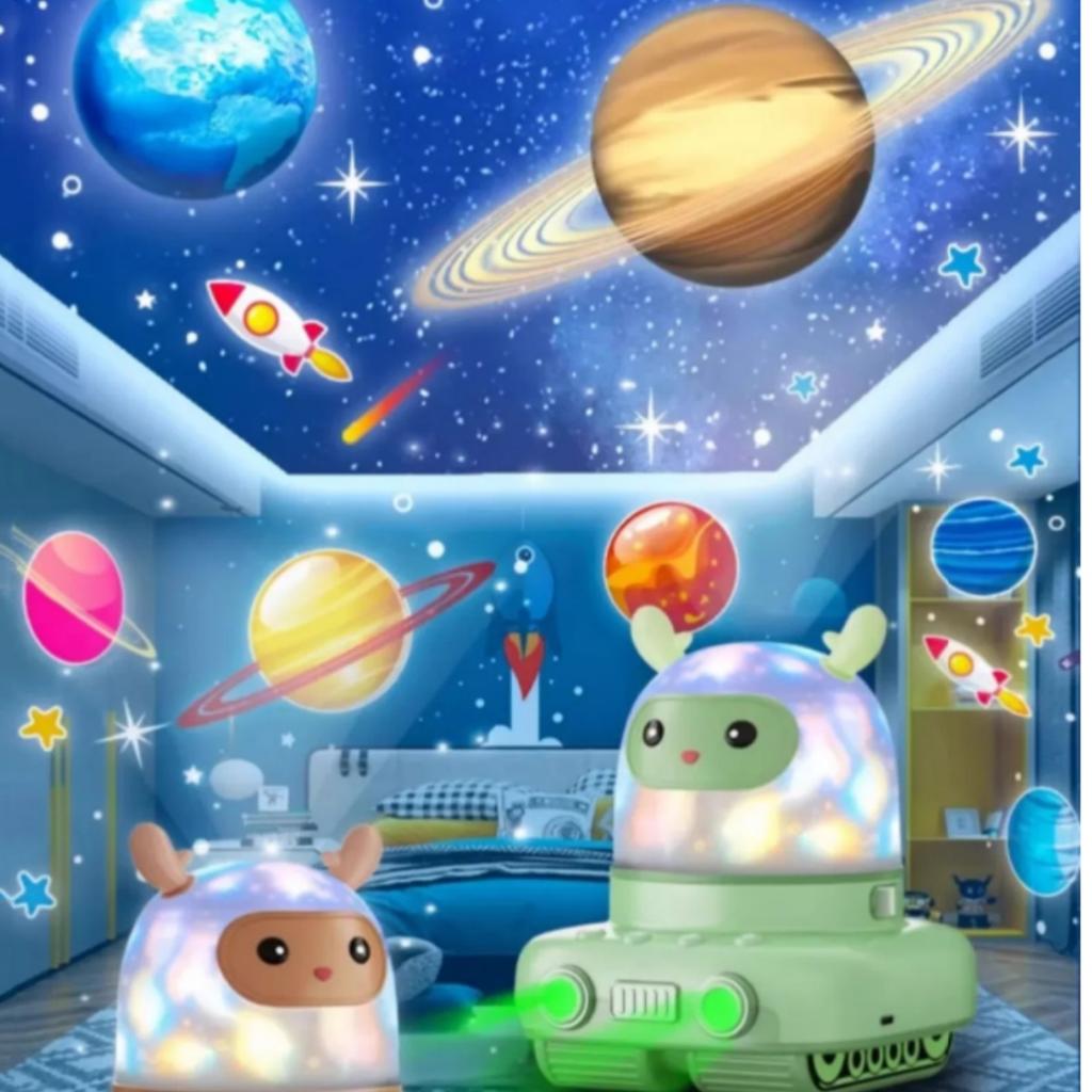 Music Projector Night Light for Kids 3 in 1 Cute Deer Star Projector 6 Films Speaker Kids Room Decor Lamp