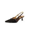 Fashion New Summer Sandals Cover Toe Sandals for Women Horsehair Sandals Fashion Leopard Print Pointed Toe High Heels Office Women Shoes