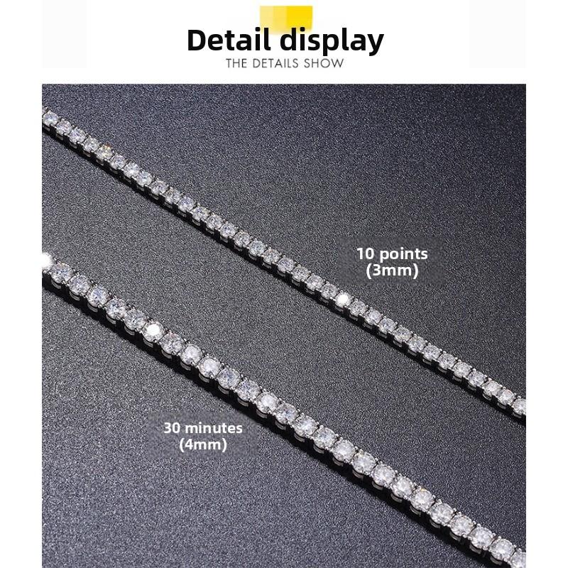 Hidden buckle full of diamond moissanite bracelet, male and female couples S925 sterling silver flash simple trendy light luxury temperament