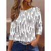 Womens Round Neck 3D Dinosaur Print Tee - Casual Fit 7/8 Sleeve 2025