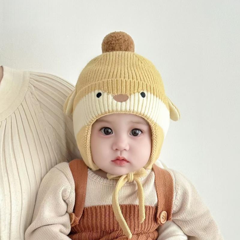 Autumn/Winter Baby Cute Adorable Wool Hat with Ear Protection for Boys & Girls - Thick & Warm Cartoon Design