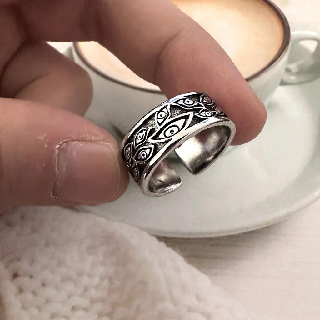 Devils Eyes Retro Ring For Men Copper Color Punk Gothic Adjustable Cuff Ring Rock Hiphop Handmade Jewelry Accessories Man Gift