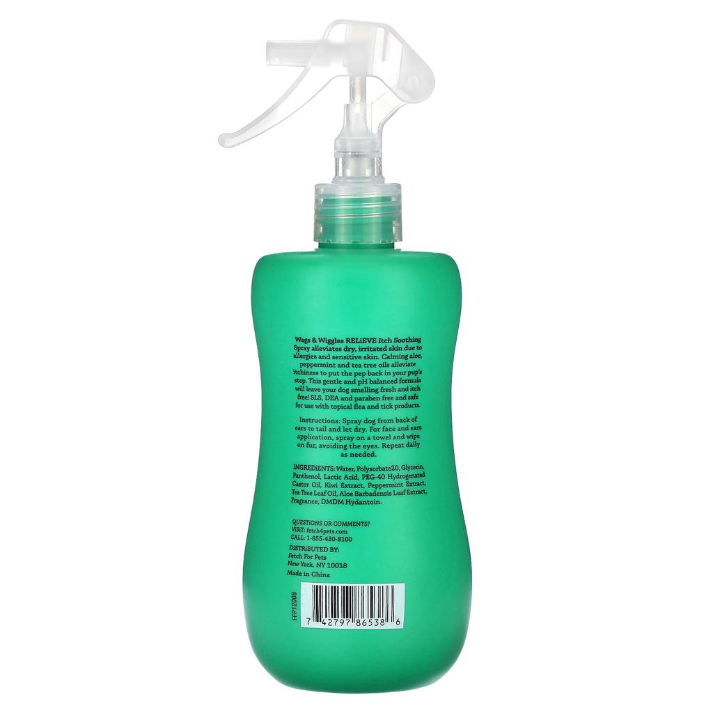 Wags & Wiggles Relieve, Waterless Bath Spray, King Size Kiwi, 355Ml(12Fl Oz)