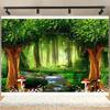 2D Enchanted Forest Mushroom Stream Backdrop Banner