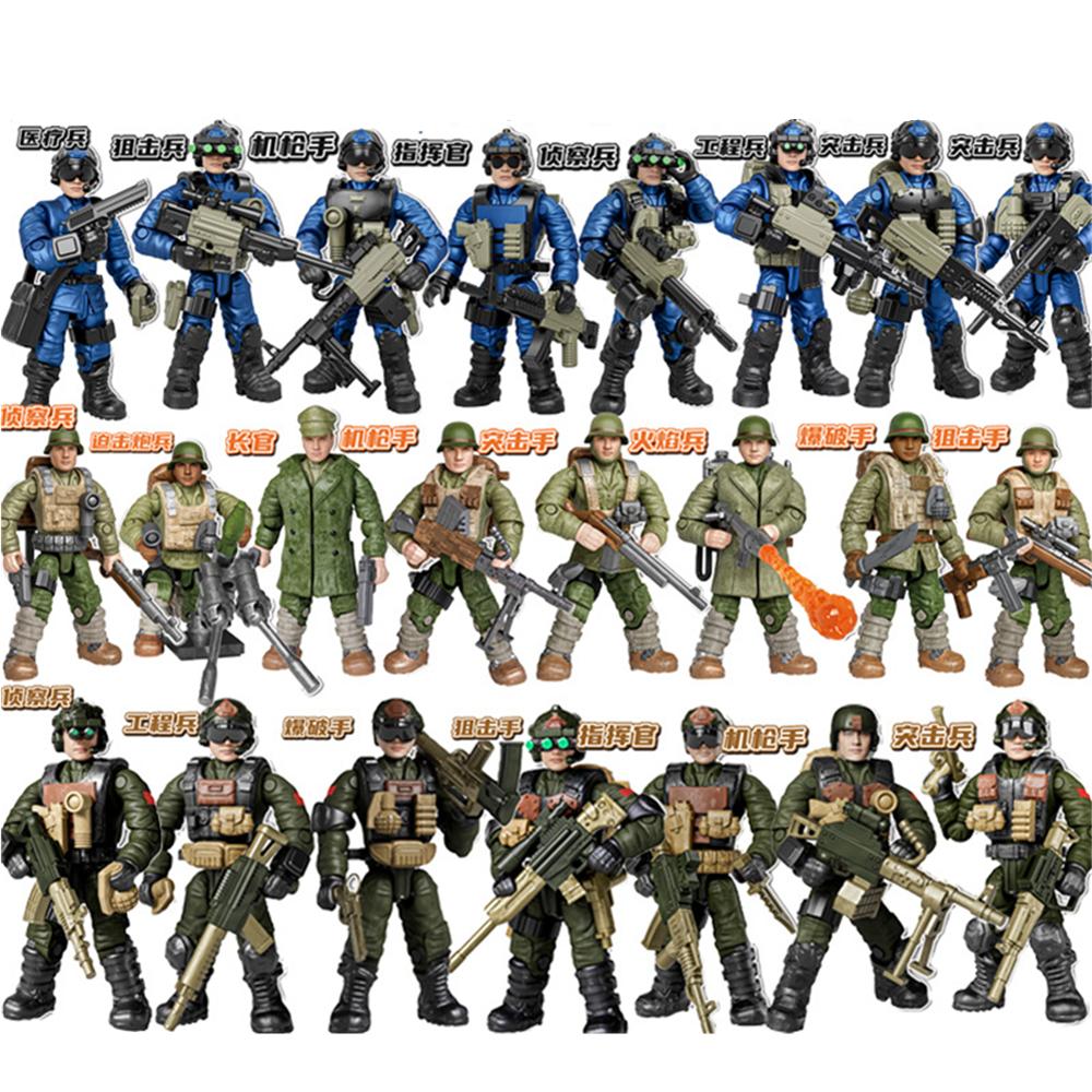 Weltkrieg Armee Militär Soldaten Spezialeinheiten Modell Zusammenbau Bausteine Ziegel Detailliertes Bildungsmodell DIY Geburtstagsspielzeug