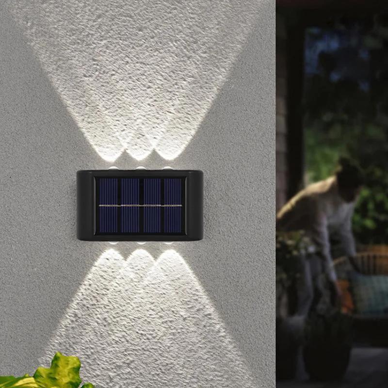 4/6/8/10/12/16 LED Solar Wall Lamp Outdoor Garden  Waterproof Up and Down Luminous Lighting 1pcs hanging crystal