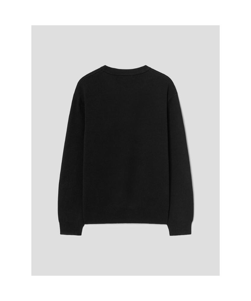 8SECONDS Double-Weave Basic Round Neck Knit Black