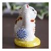 Kutani Ware Maneki-neko (Beckoning Cat) Right Hand, Gold Koban White Mori, N-007F