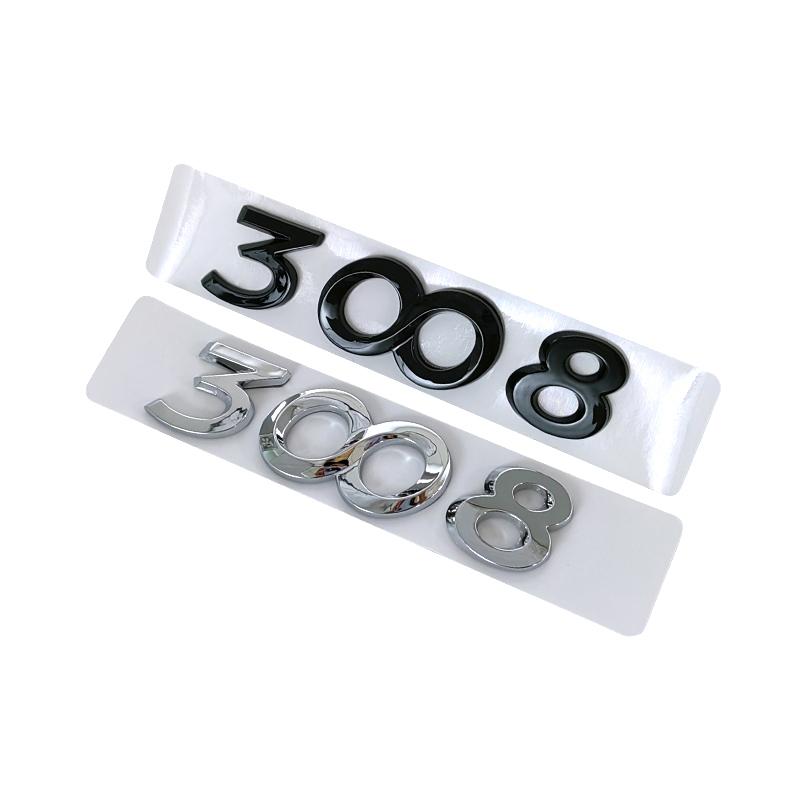 3d ABS Chrome Black Logo 3008 2008 4008 5008 Emblem Number Letters Nameplate WQPOK5 Sticker Car Trunk Badge Adhesive Decal Accessories