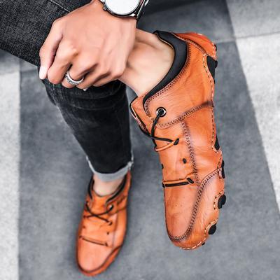 Mode Outdoor Platte Schoenen Hoge Kwaliteit Leer Casual Herenschoenen Ademend Wandelen voor Mannen Zomer Handgemaakte Loafers Zachte Rijschoenen
