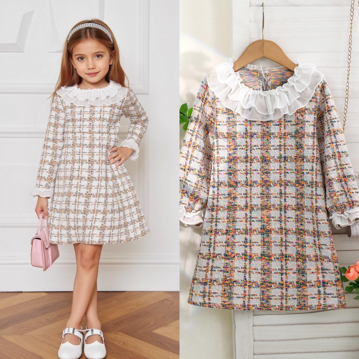 

Платье для девочек в корейском стиле «Гусиная лапка» - Осень/Зима Ткань «Маленький аромат» 6 Years