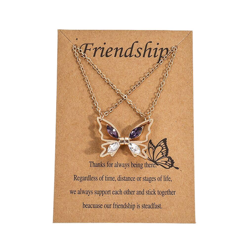 Heart Pendant Best Friend Necklace Ins Butterfly Bracelet Set Butterfly Magnetic Necklace  Gift